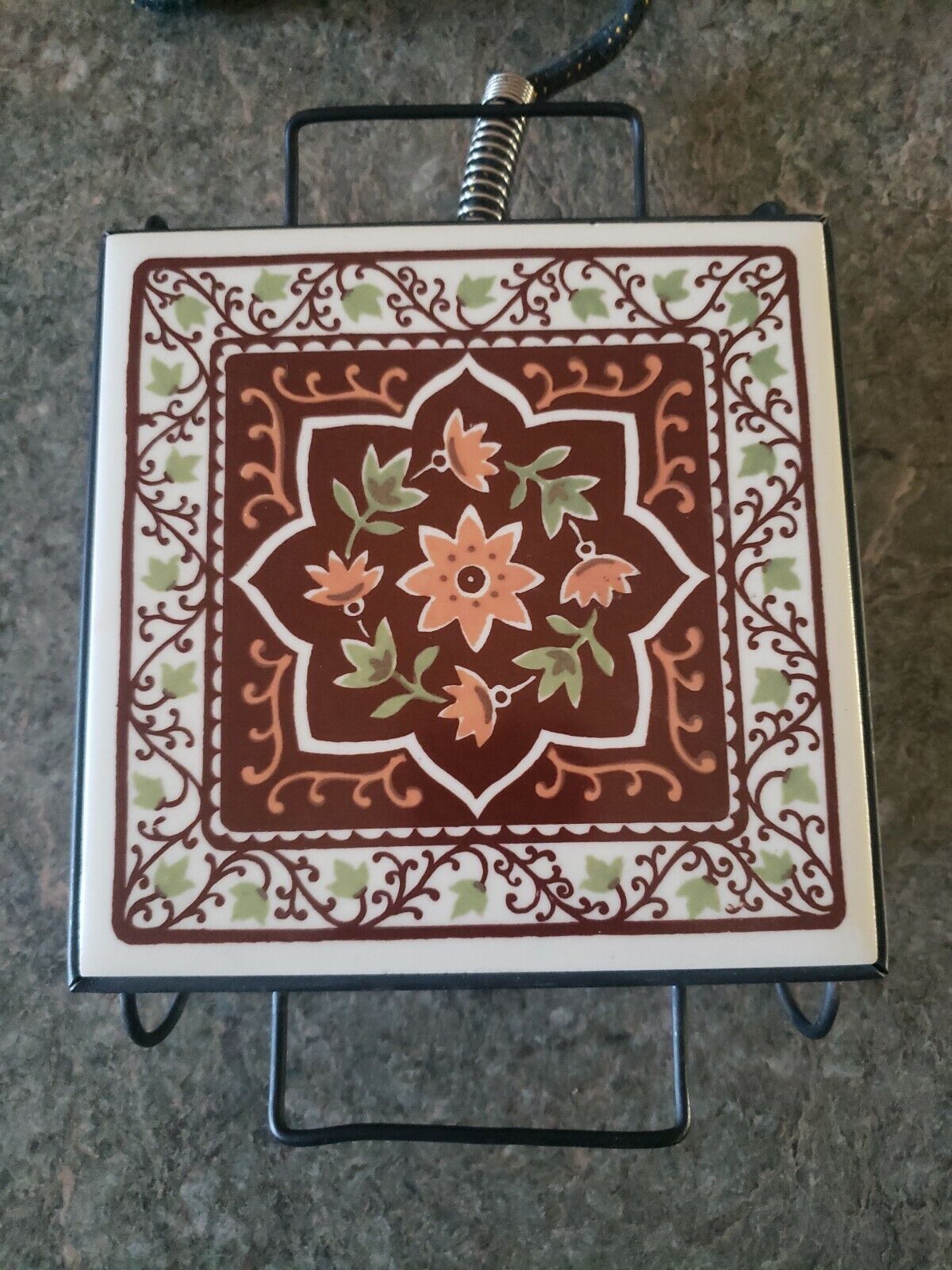 Vintage Tested Mid Century Modern Electric Food Warmer Porcelain Tile Floral - Fresh Stock Dated February 2026