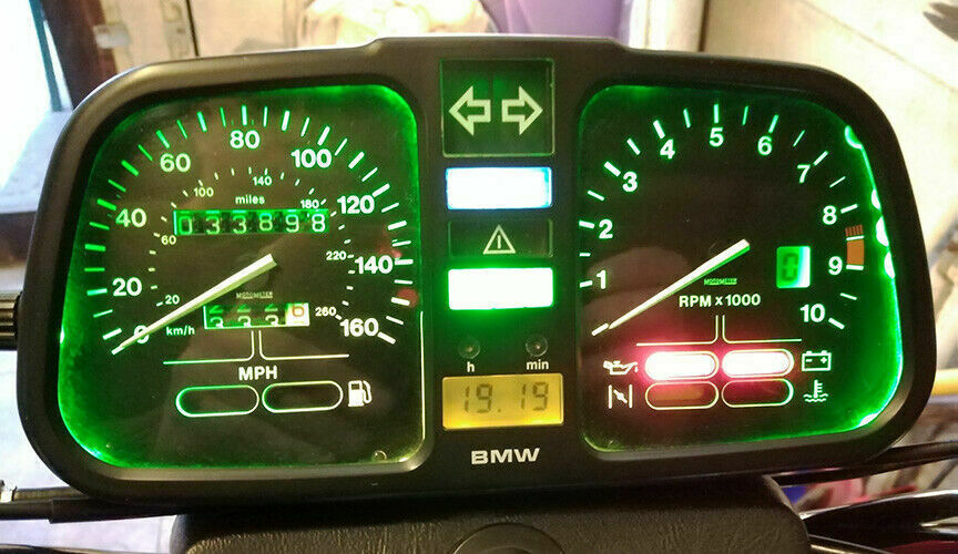 BMW K75 K100 K1100 R65 Motorbike Green LED Instrument Gauge Cluster Upgrade Kit - Fresh Stock Dated February 2026