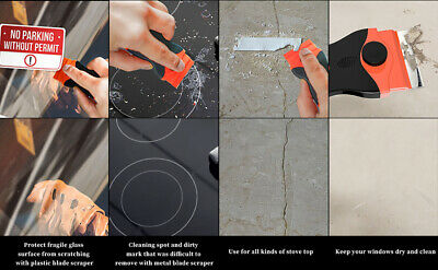 100pcs Plastic Razor Blades +2pc Razor Scraper Double Edged Sticker Removal Tool - Fresh Stock Dated December 2025