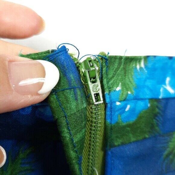 Vintage 70s Homemade Floral Maxi Skirt Metal Zip Color Blue/Green, Size M - Fresh Stock Dated February 2026