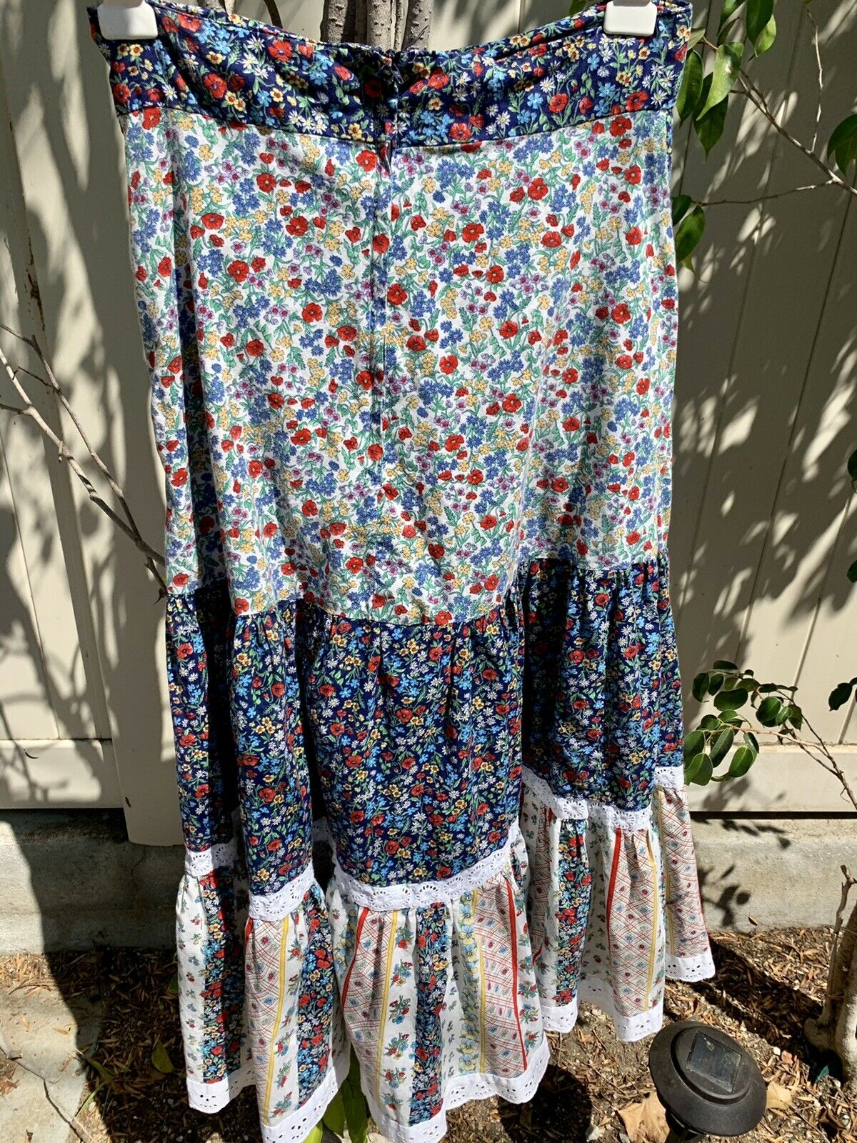 Rare Vintage Gunne Sax Jessica’s Gunnies Prairie Boho Lace Calico Midi Skirt Med - Fresh Stock Dated March 2026