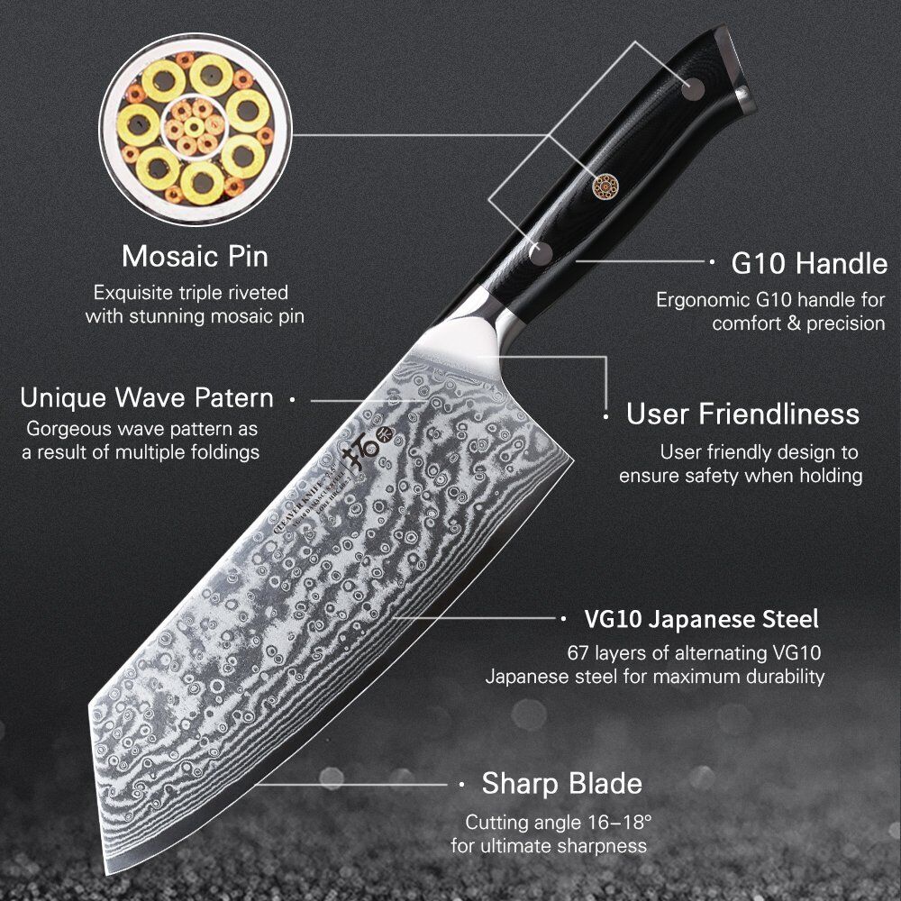 7x TURWHO Chef Knife Cleaver Santoku Japanese VG10 Damascus Steel Kitchen Knife - Fresh Stock Dated December 2025