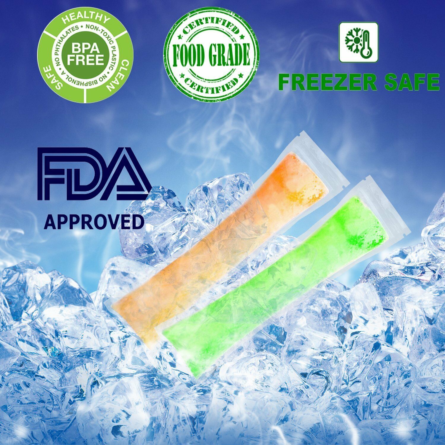 160PCS Disposable Popsicle Mold Bags Free Zip Ice Pop Freeze Candy Maker Pouch - Fresh Stock Dated February 2026