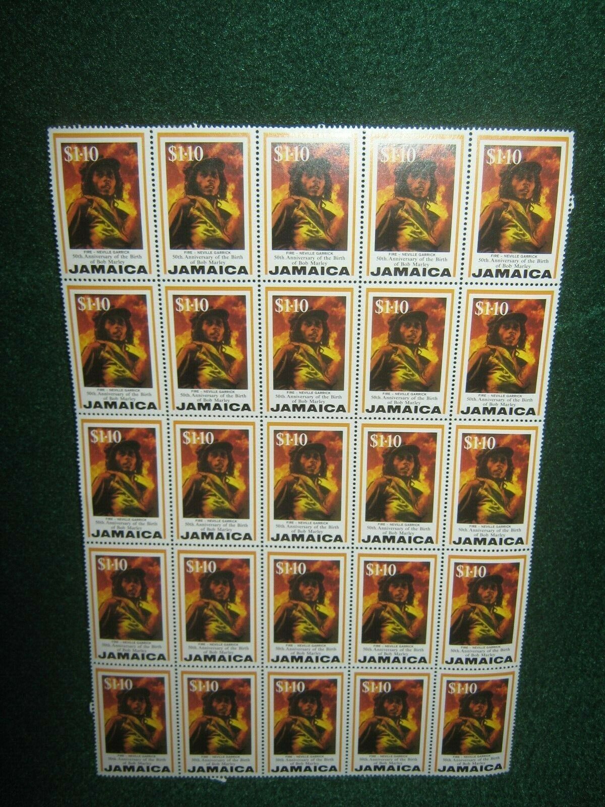 50th Anniversary of The Birth Of Bob Marley Jamaica .10 Stamps (Sheet of 25) - Fresh Stock Dated December 2025
