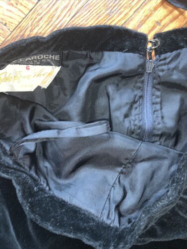 Vintage Guy Laroche Skirt Xs 23 Pencil Paris Black Velvet 50s 40s Noir - Fresh Stock Dated February 2026