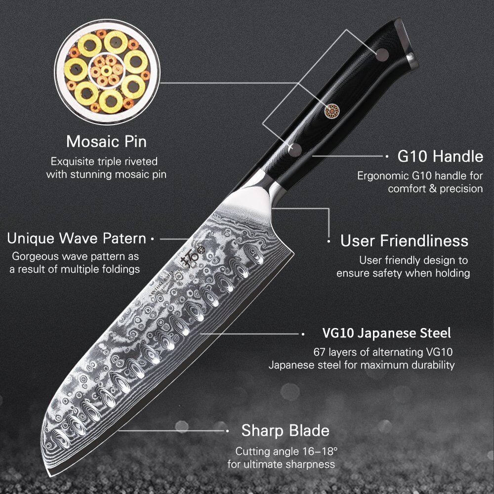 7x TURWHO Chef Knife Cleaver Santoku Japanese VG10 Damascus Steel Kitchen Knife - Fresh Stock Dated December 2025