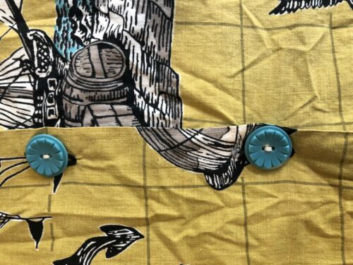 Vintage 50s Yellow Map Sailor Ocean Circle Skirt - Fresh Stock Dated March 2026