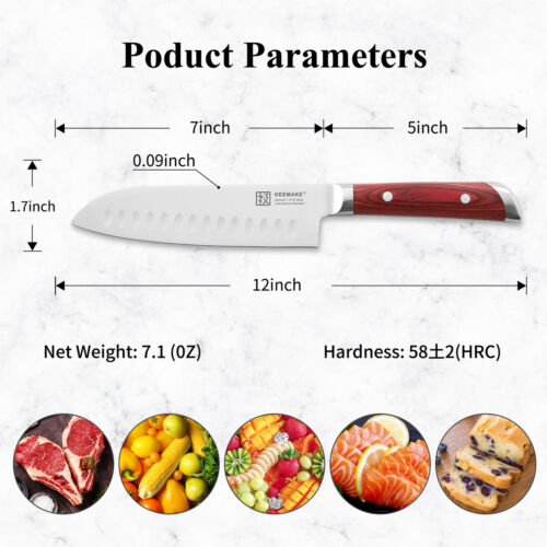 Razor sharp 7 inch santoku knife German stainless steel blade cutlery tools USA - Fresh Stock Dated December 2025