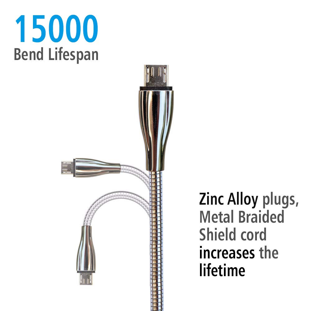 Micro USB Cable, MAGNITTO Zinc Alloy Metal Braided Extra 1 pack Silver 3.3ft - Fresh Stock Dated February 2026