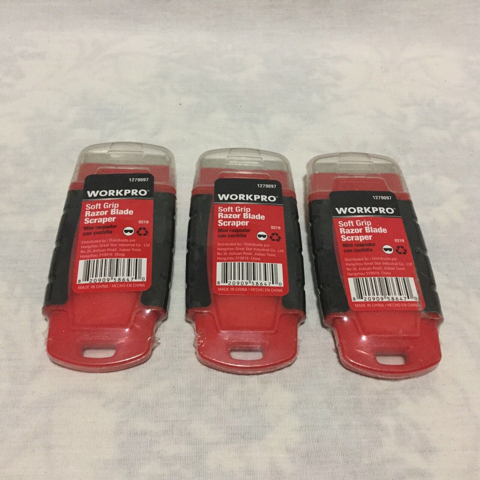 WORKPRO SOFT GRIP RAZOR BLADE SCRAPER RED /  LOT OF 3 - Fresh Stock Dated February 2026