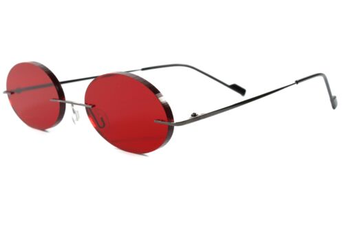 Cartoon Anime Rimless Gothic Costume Party Cosplay Red Oval Lens Sun Glasses - Fresh Stock Dated December 2025