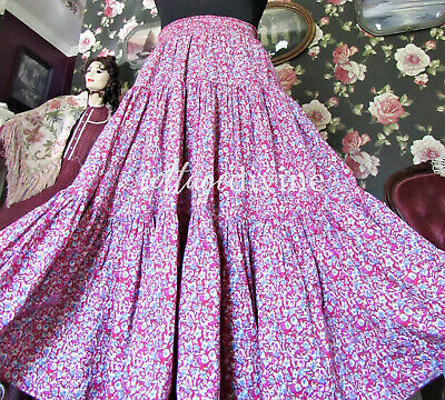 Fun Red Floral Vtg Laura Ashley Tiered Prairie Skirt, Cotton, Elastic Waist - Fresh Stock Dated February 2026