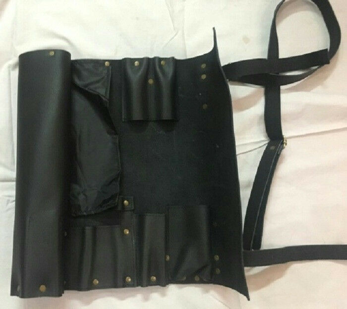 BLACK Chefs Knife Roll Bag,8 Pockets Pure Leather, Knife Carry Case Wallet - Fresh Stock Dated December 2025