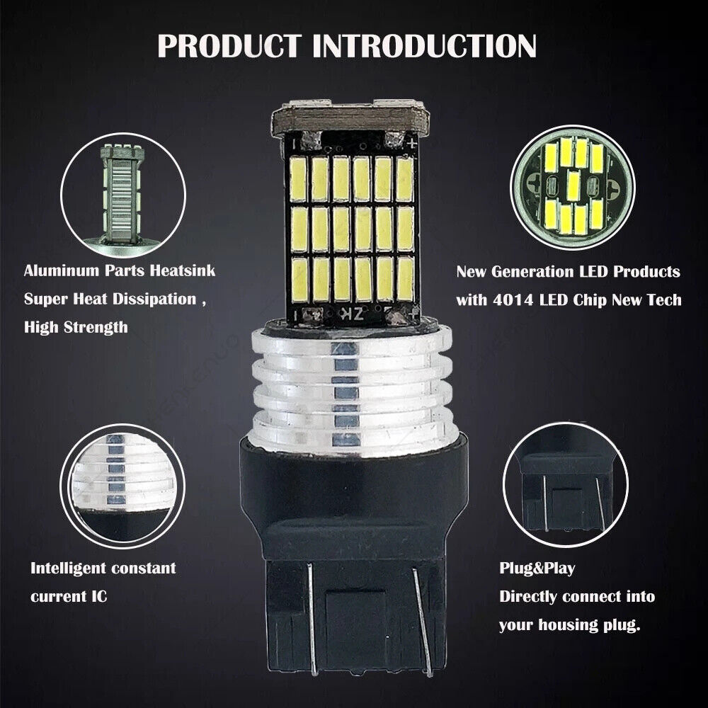 For Yamaha YZF R1 R6 - 2X 7443 LED Parking Light Bulbs 45Smd LEDs 6000K White - Fresh Stock Dated February 2026