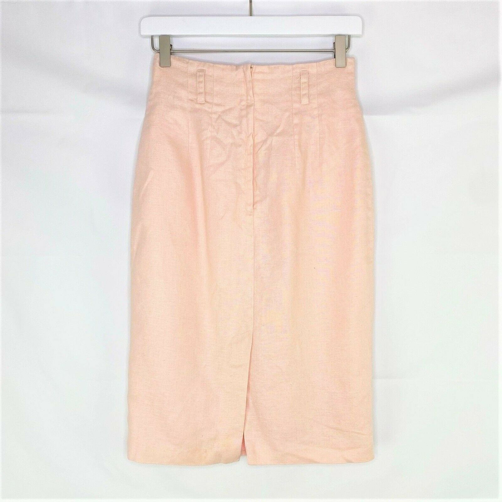 Vintage High Waisted Pink Linen Pencil Skirt, Size 6 - Fresh Stock Dated December 2025