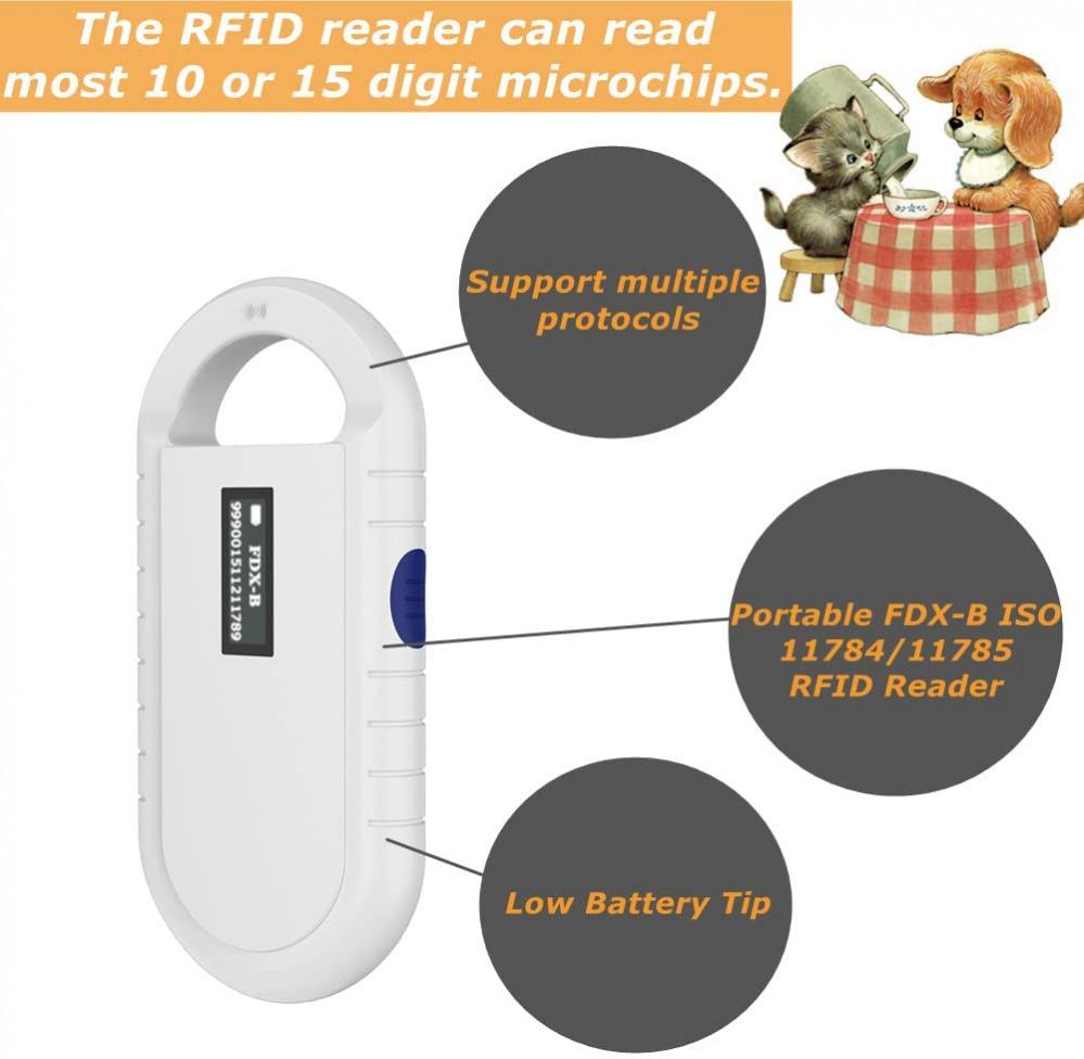 RFID Reader Portable Handheld Universal Animal Chip Pet ID Default - Fresh Stock Dated February 2026