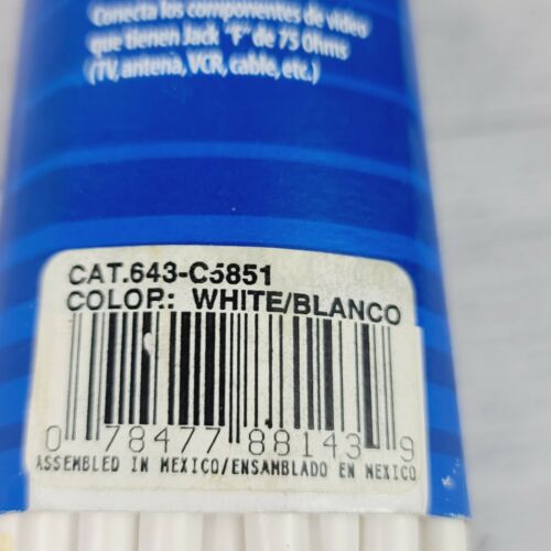 New! Leviton White 50' Coaxial Video Cable w/ GOLD PLUG Ends F-Type C5851-50G - Fresh Stock Dated December 2025
