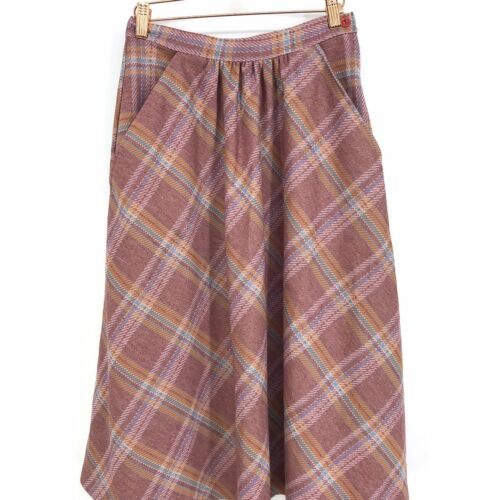 Size 11/12 Vintage Family Fashions by Avon Plaid Pockets Pleated Midi Skirt C064 - Fresh Stock Dated February 2026