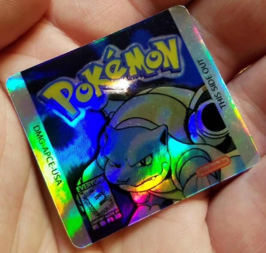 ☆ SUMMER SALE ☆1 NINTENDO GAME BOY COLOR POKEMON BLUE HOLO CART LABEL STICKER - Fresh Stock Dated December 2025