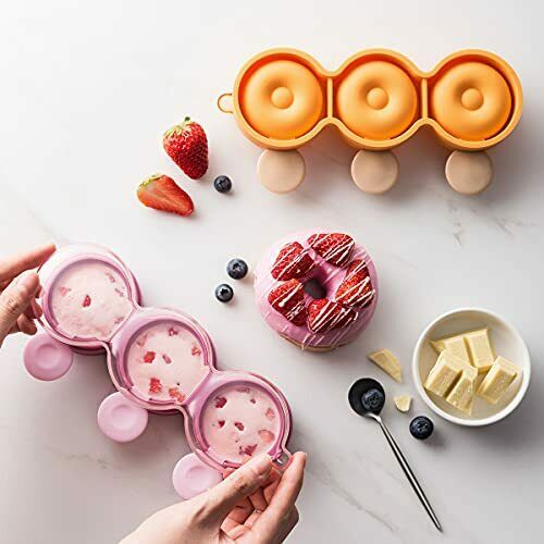 DOYOLLA Donut Silicone Popsicle Molds 3-Cavitity Popsicle Tray Homemade Ice P... - Fresh Stock Dated February 2026