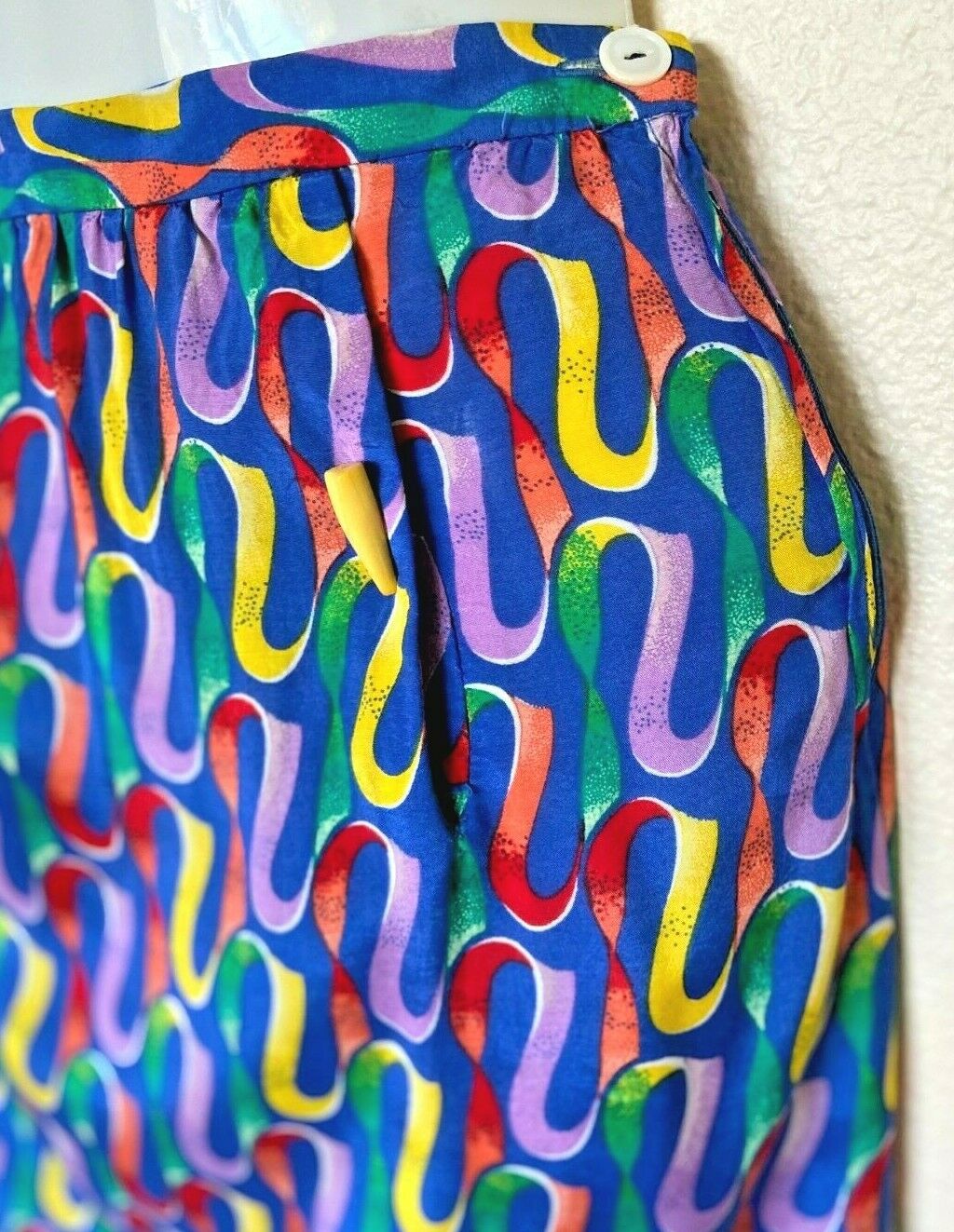 Vintage BIS Gene Ewing  ~  2 Piece Blouse & Skirt in Bright Abstract Print sz 38 - Fresh Stock Dated February 2026