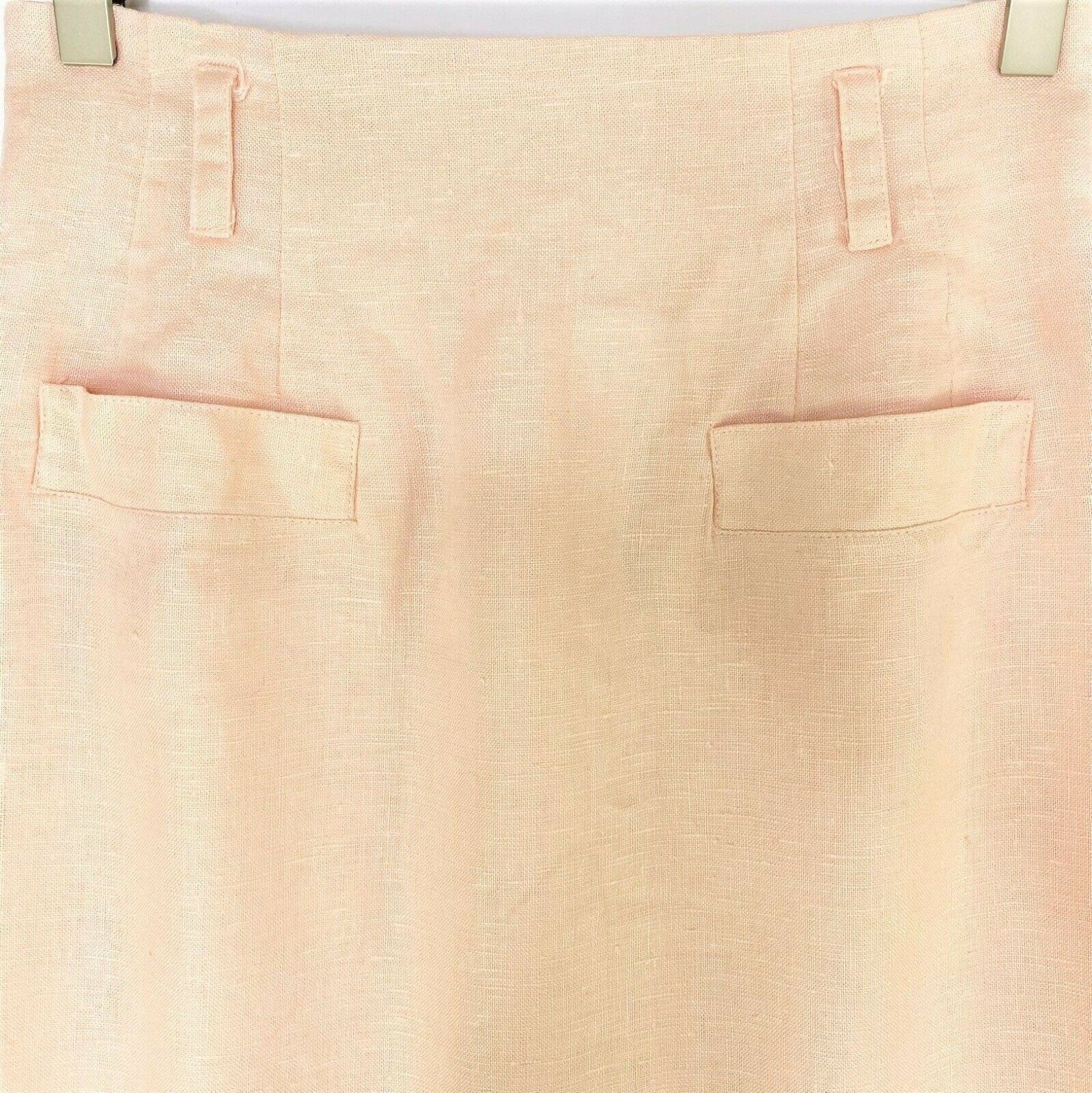 Vintage High Waisted Pink Linen Pencil Skirt, Size 6 - Fresh Stock Dated December 2025