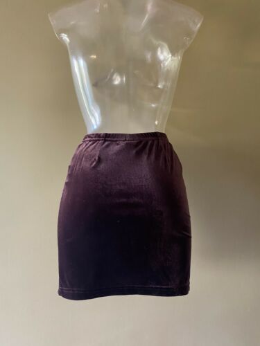 Vtg 80s Brown Bronze Velvet High Waisted Mini Skirt - Fresh Stock Dated February 2026