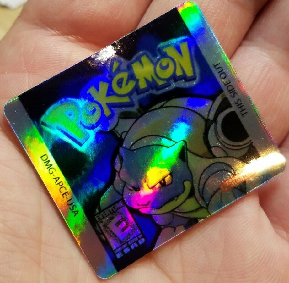 ☆ SUMMER SALE ☆1 NINTENDO GAME BOY COLOR POKEMON BLUE HOLO CART LABEL STICKER - Fresh Stock Dated December 2025