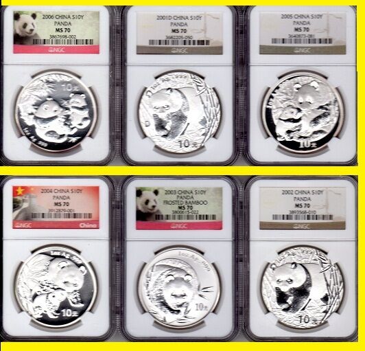 2001-2018 CHINA 10Y 18 OZ SILVER PANDA 18 COINS PERFECT COMPLETE SET NGC MS 70 - Fresh Stock Dated February 2026