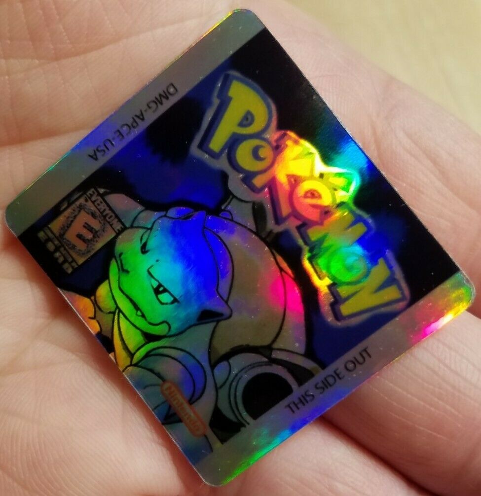 ☆ SUMMER SALE ☆1 NINTENDO GAME BOY COLOR POKEMON BLUE HOLO CART LABEL STICKER - Fresh Stock Dated December 2025