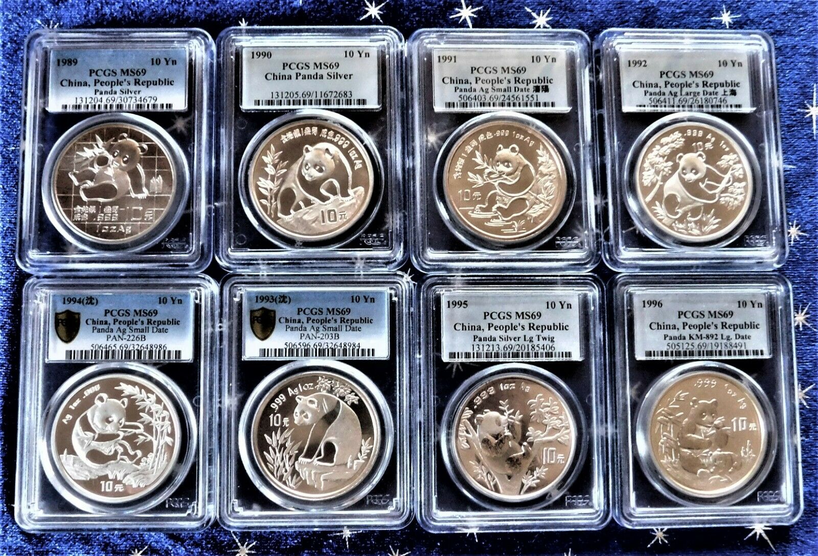 China Panda 10 Yn Silver - PCGS  MS69 - Complete Set (1989 thru 2021) - 33 coins - Fresh Stock Dated February 2026