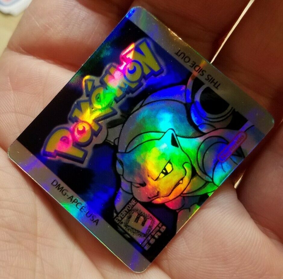 ☆ SUMMER SALE ☆1 NINTENDO GAME BOY COLOR POKEMON BLUE HOLO CART LABEL STICKER - Fresh Stock Dated December 2025