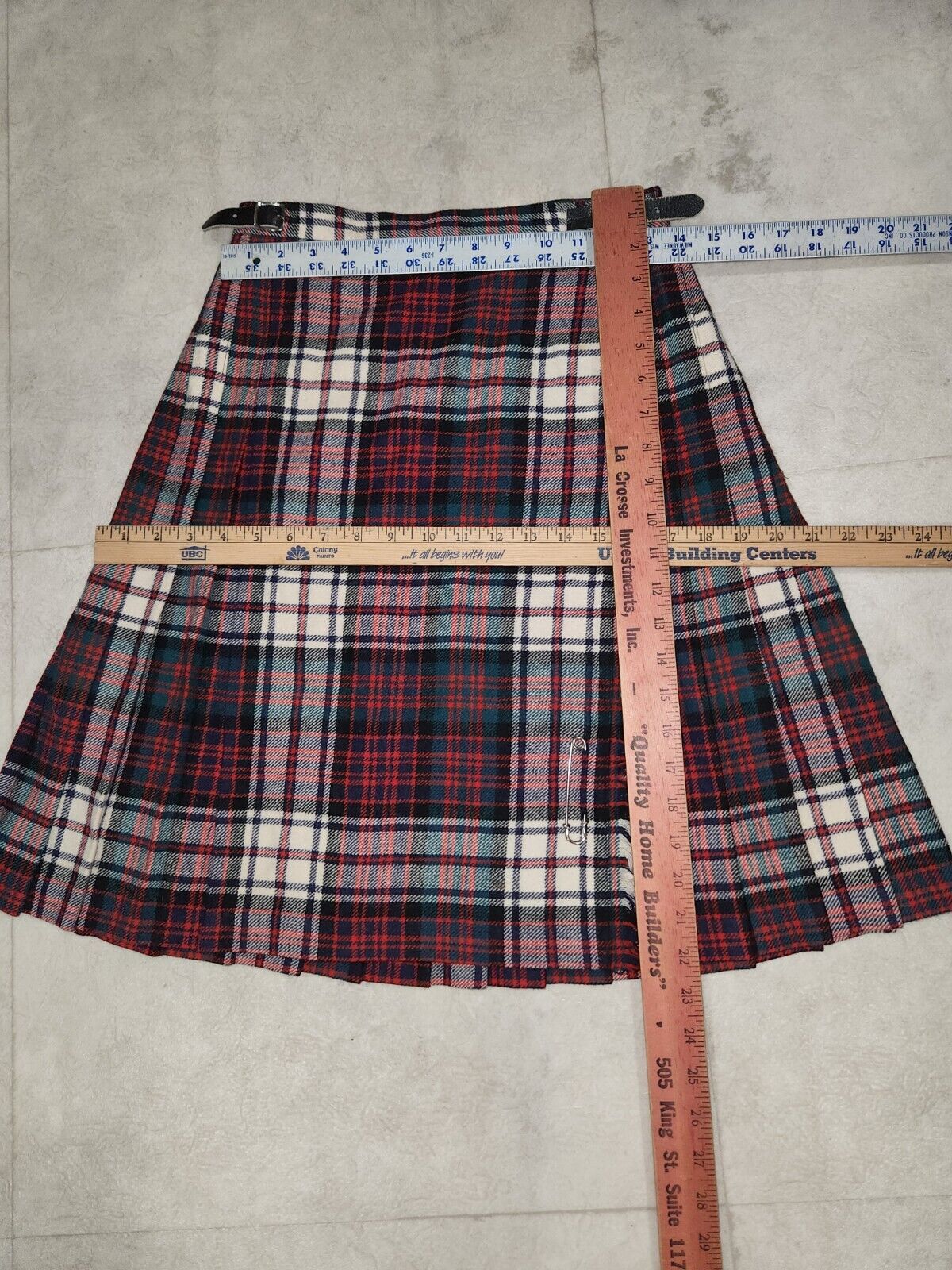 Laird-Portch of Scotland Wool Skirt Kilt Tartan Plaid Waist 26-28