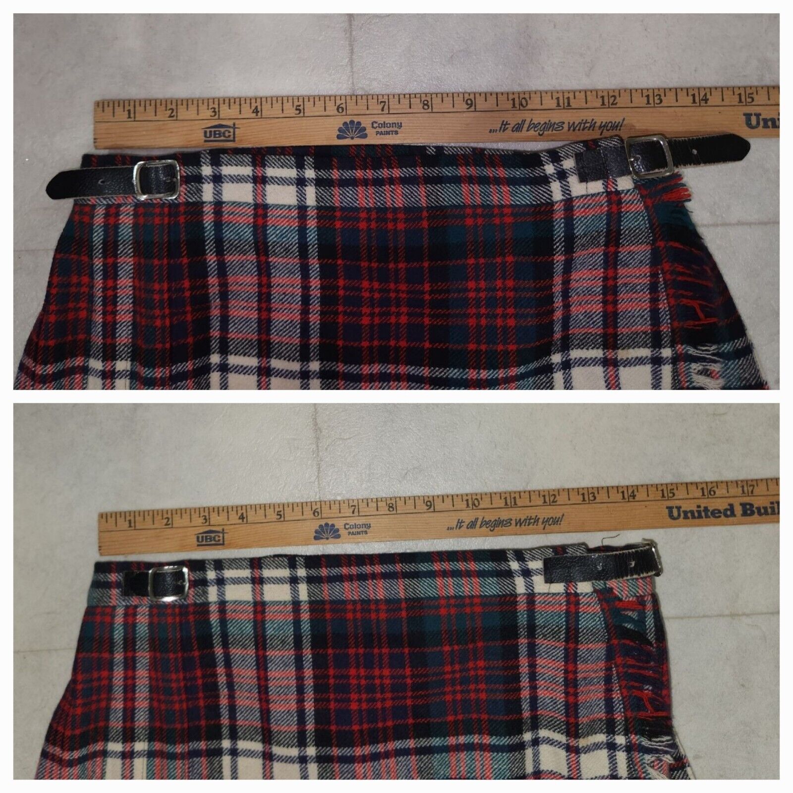 Laird-Portch of Scotland Wool Skirt Kilt Tartan Plaid Waist 26-28