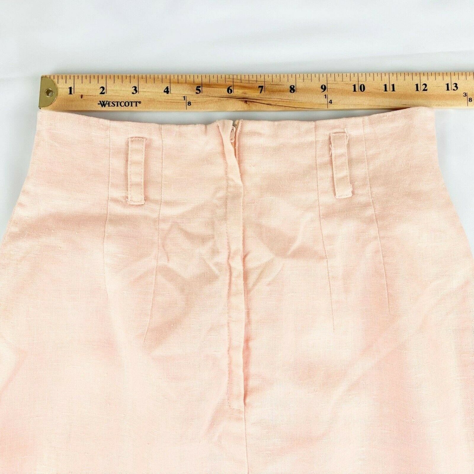 Vintage High Waisted Pink Linen Pencil Skirt, Size 6 - Fresh Stock Dated December 2025