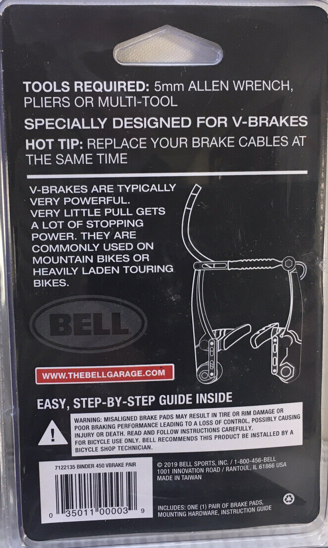 Lot 4 Packs of 2- Bell Binder 450 Premium V-Brake Bike Bike Pads New Sealed - Fresh Stock Dated February 2026