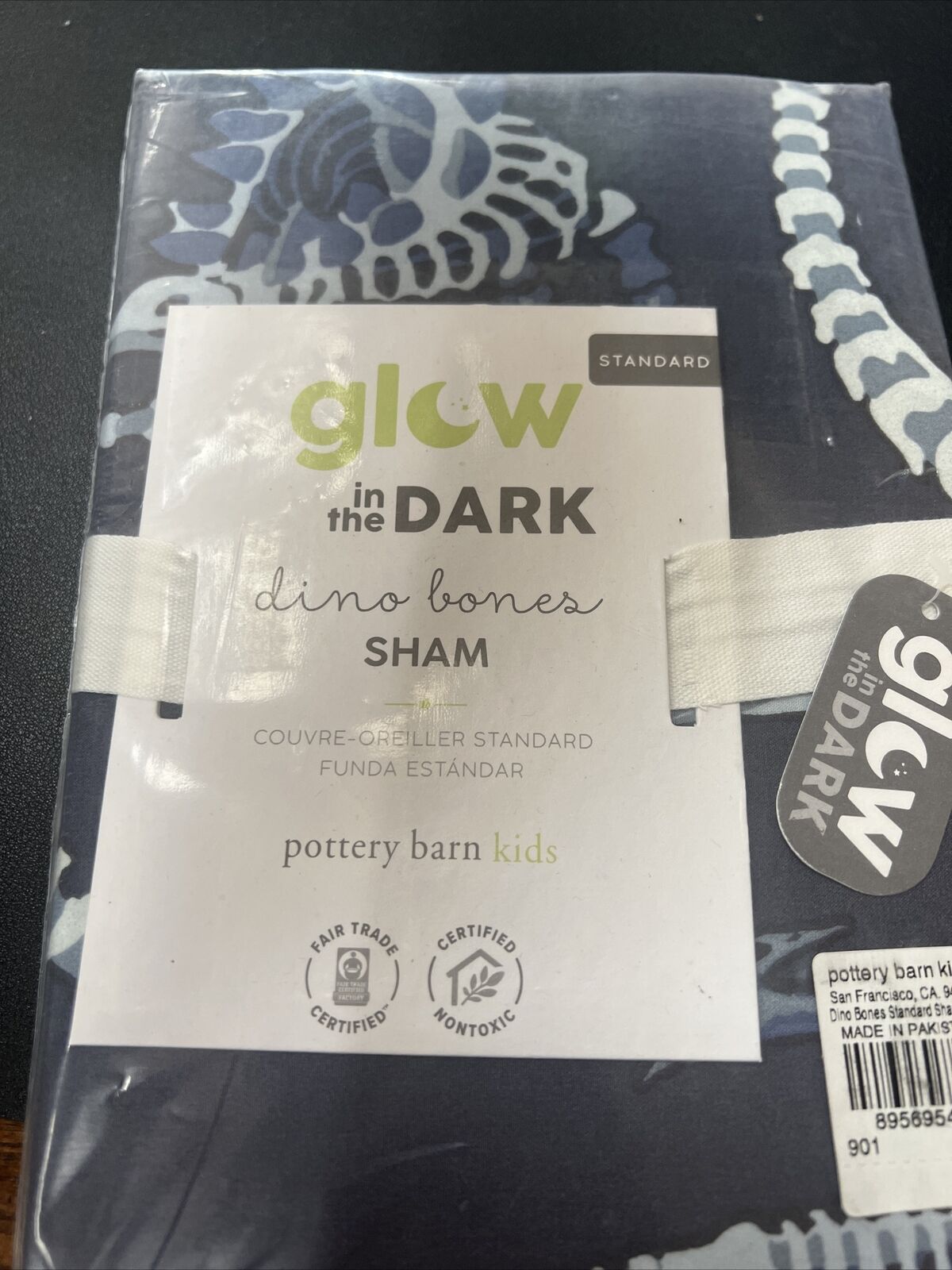 Pottery Barn Kids Glow In The Dark Dino Bones Standard Sham - Fresh Stock Dated February 2026