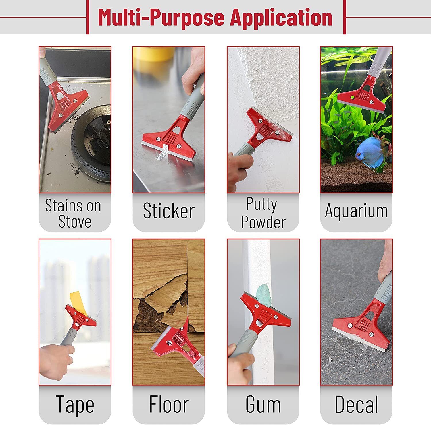 Heavy Duty Razor Blade Scraper 4-inch Floor Scraper Tool w/ 10 Extra Metal Blade - Fresh Stock Dated February 2026