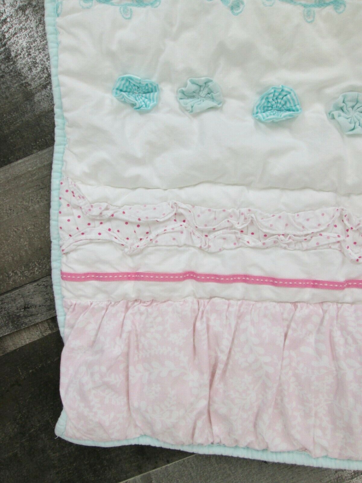 Pottery Barn Kids Euro Sham Lot 2 Turquoise Polka Dot Pink Ruffle Stripe Flower - Fresh Stock Dated December 2025