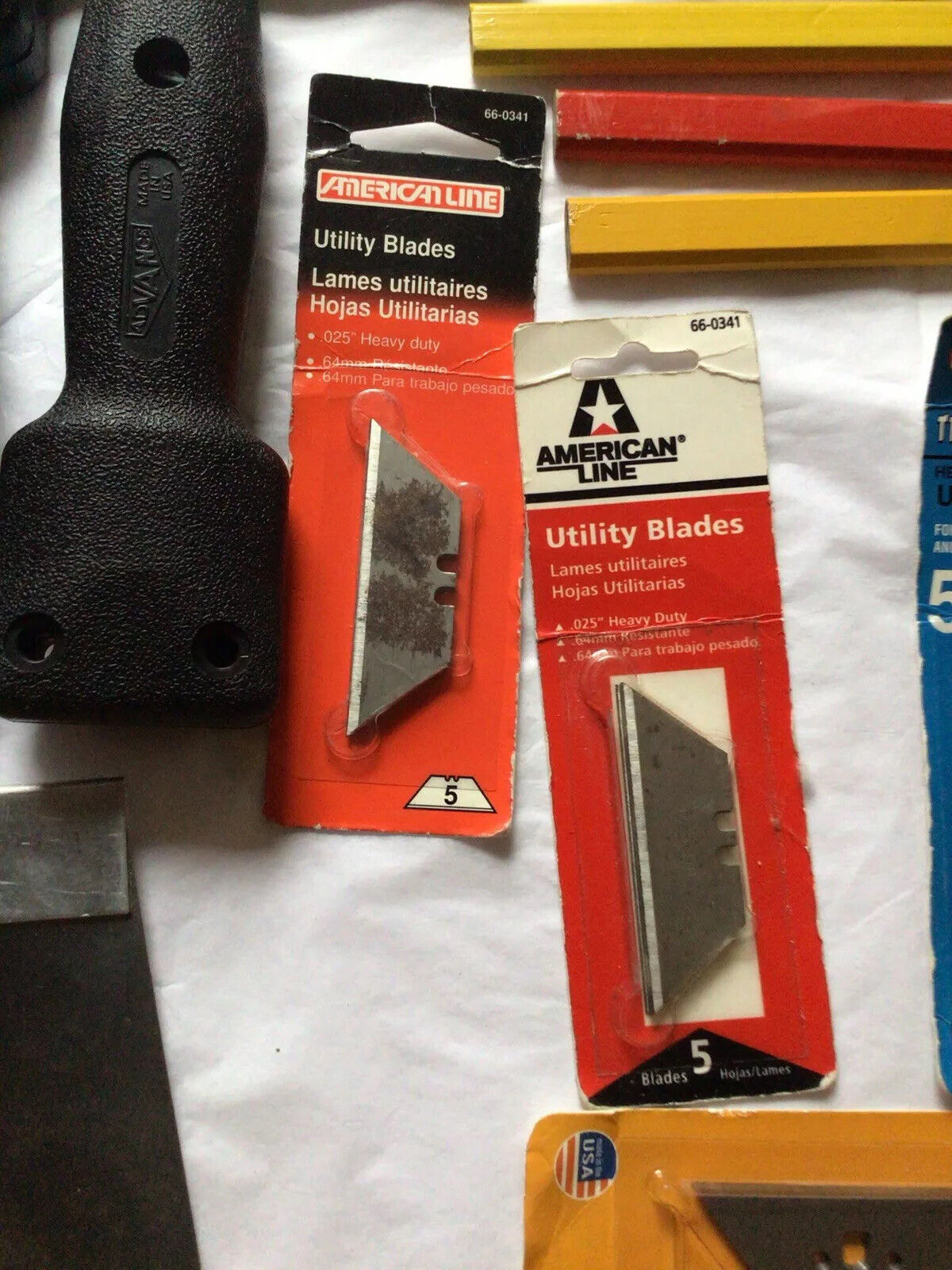 Lot Of Stainless Steel Drywall Taping Finishing Knife + Utility Blades & Pencils - Fresh Stock Dated February 2026