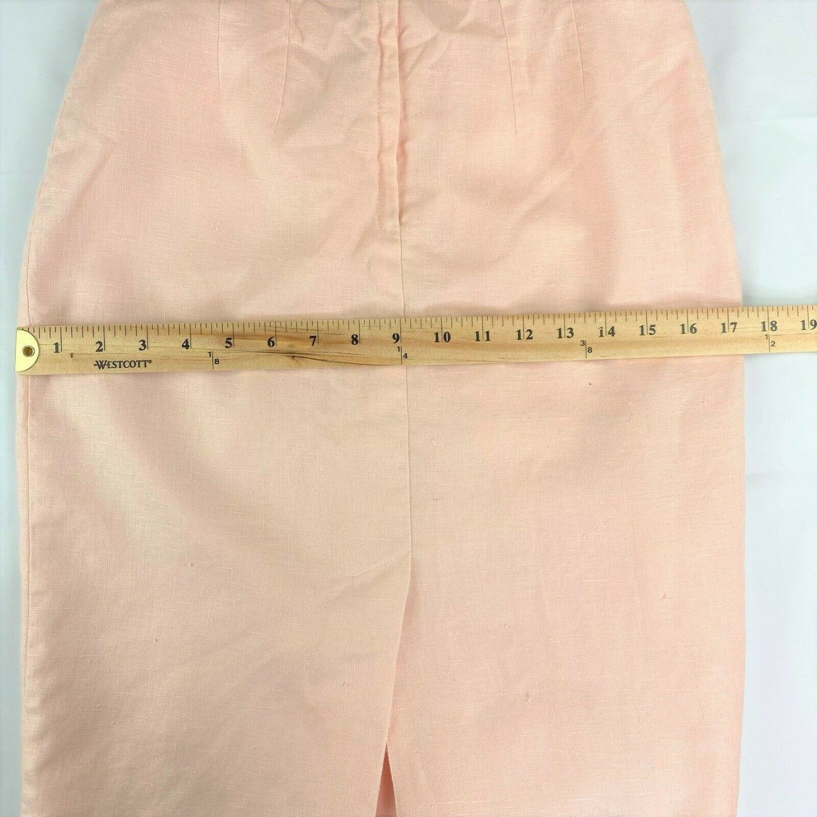 Vintage High Waisted Pink Linen Pencil Skirt, Size 6 - Fresh Stock Dated December 2025
