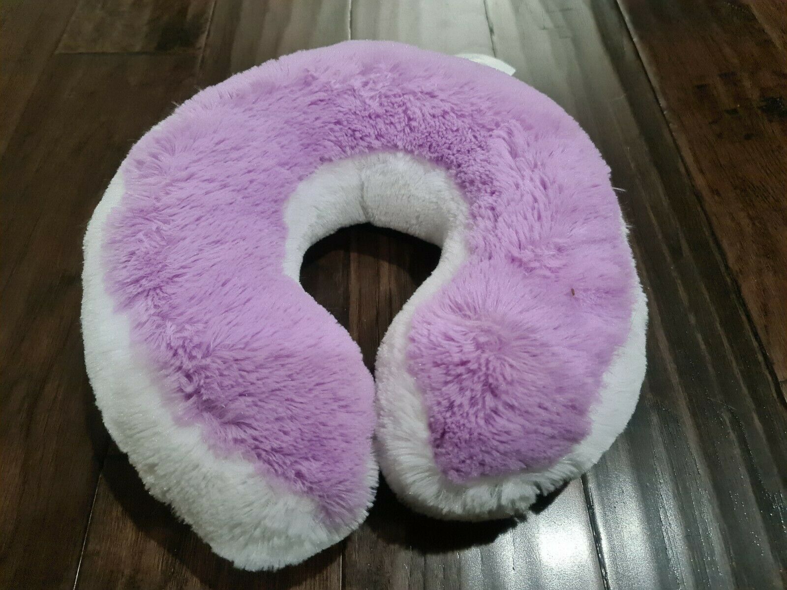 Justice Purple White Sequins Soft Travel Neck Pillow Iridescent Fluffy EUC - Fresh Stock Dated December 2025