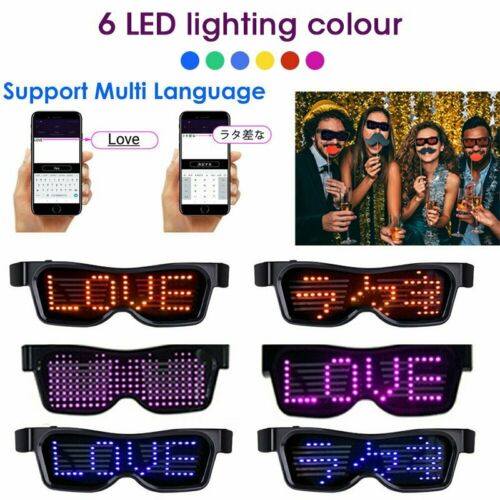 Party Magic Flash LED Glasses App Control Bluetooth Luminous DJ SunGlasses DIY - Fresh Stock Dated February 2026