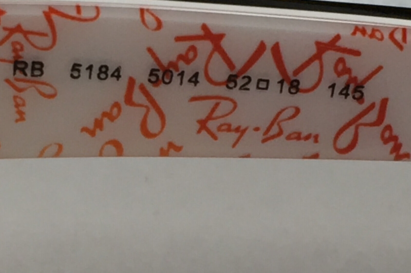 Ray-Ban RB 5184 5014 Eyeglasses Frame 52 18 146 Black White Red - Fresh Stock Dated February 2026