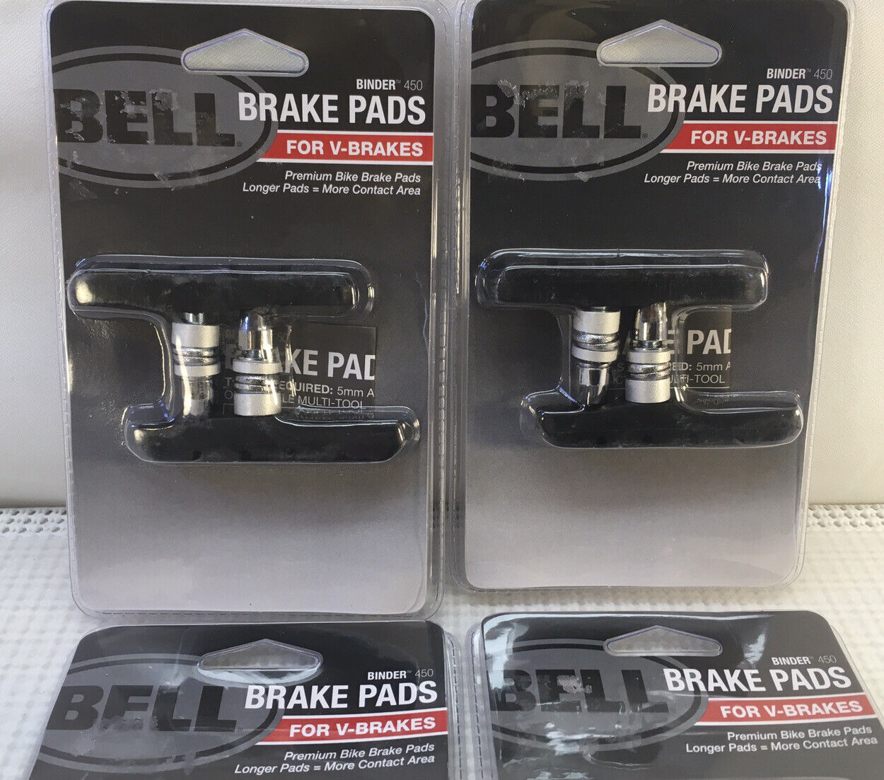 Lot 4 Packs of 2- Bell Binder 450 Premium V-Brake Bike Bike Pads New Sealed - Fresh Stock Dated February 2026