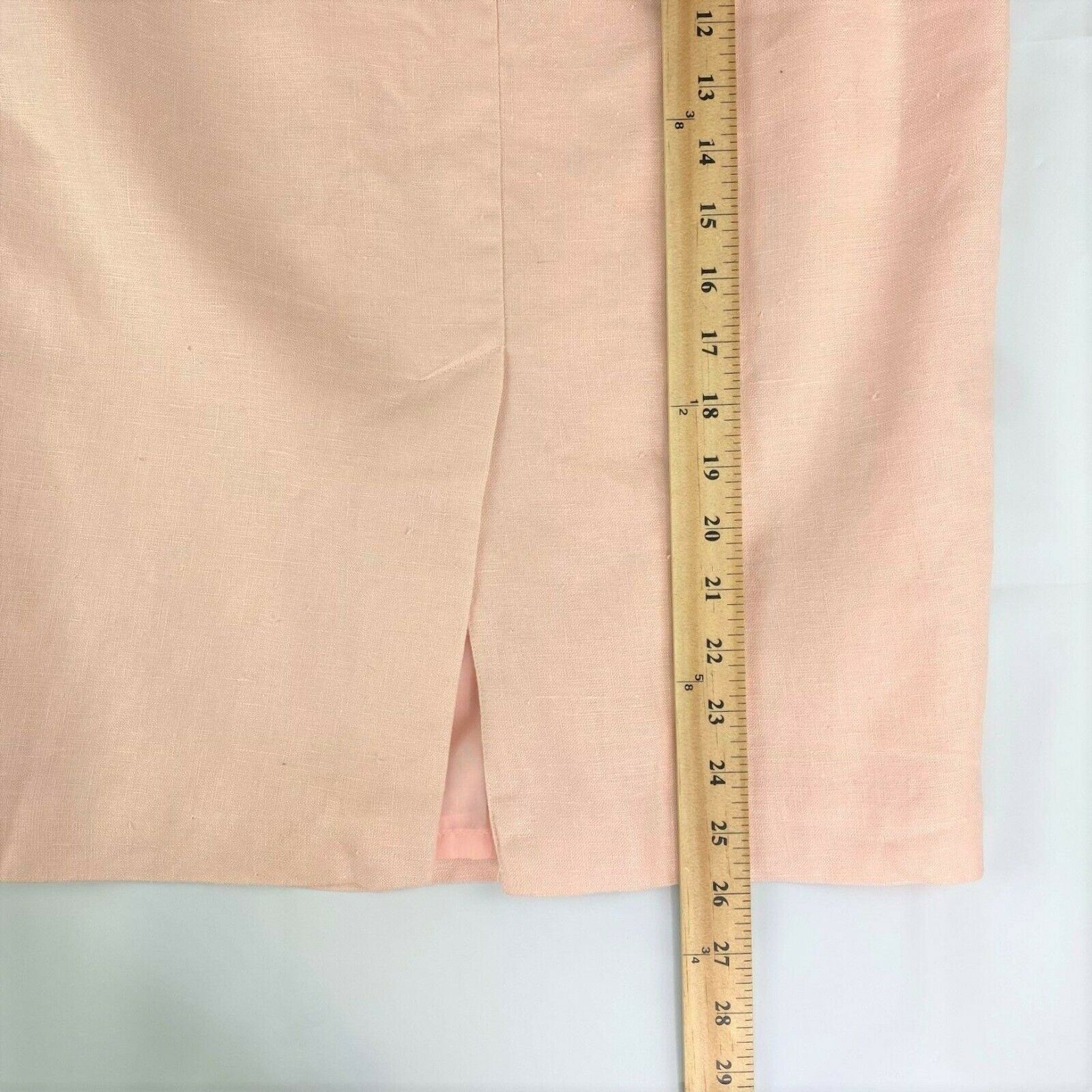 Vintage High Waisted Pink Linen Pencil Skirt, Size 6 - Fresh Stock Dated December 2025