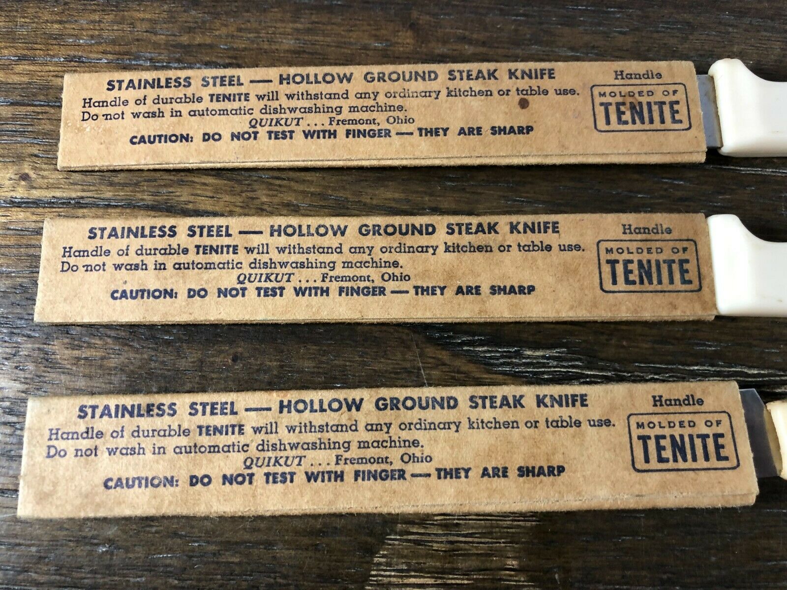 5 Vintage QUIKUT Stainless USA Steak Knives Ivory Colored Handle + 2 Others - Fresh Stock Dated January 2026