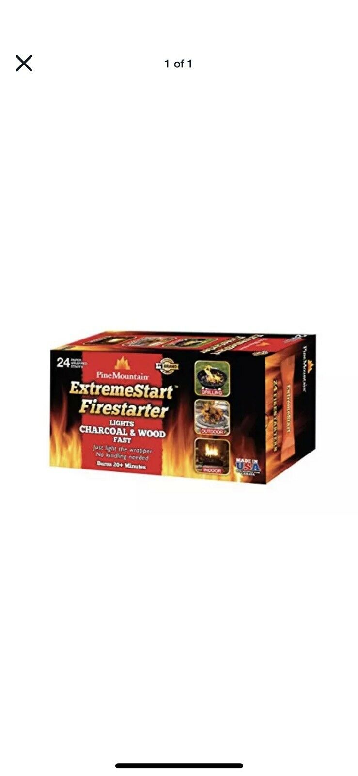 Pine Mountain ExtremeStart Wrapped Fire Starters, 24 Starts Firestarter Wood Log - Fresh Stock Dated December 2025