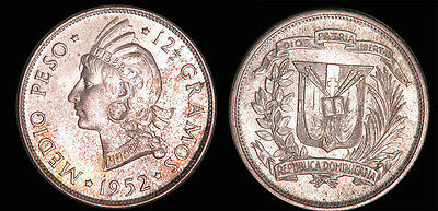 Dominican Rep. 1952  Half Peso, Superb Gem Original BU, Scarce High Grade, - Fresh Stock Dated February 2026