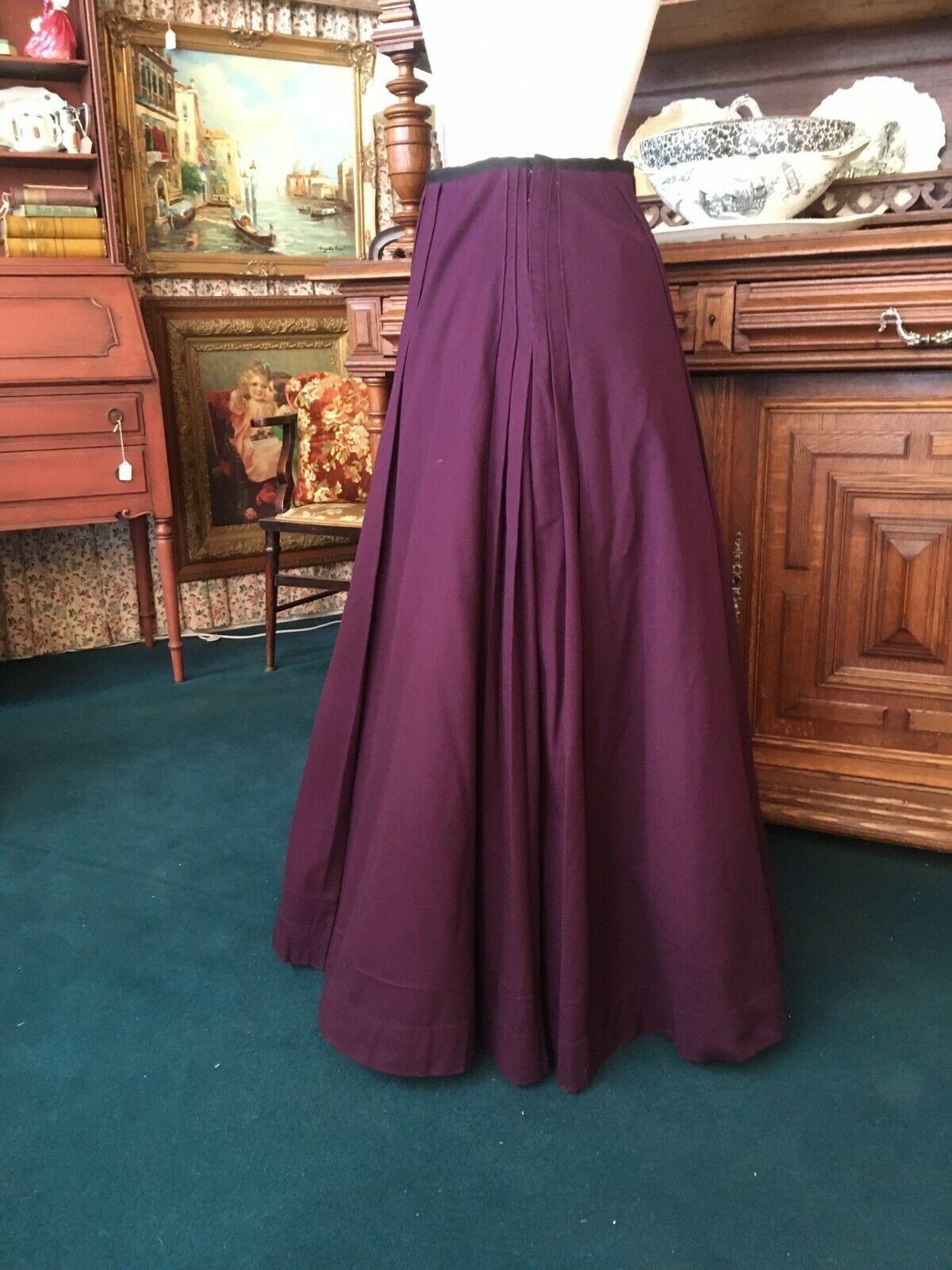 #21-029, Purple Edwardian Pleated Wool Skirt Early 1900 - Fresh Stock Dated February 2026